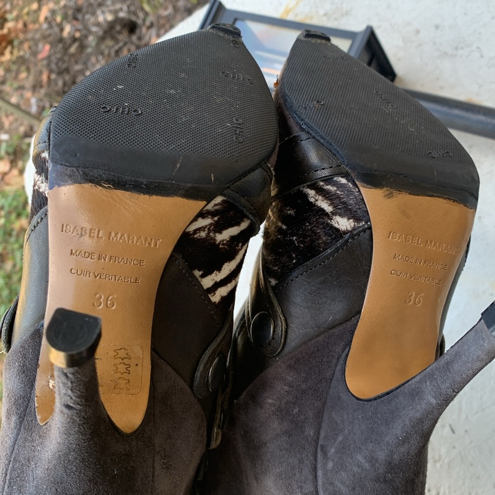 Isabel marant suede & cow fur booties - Picture 4 of 4
